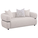 Jeanette Fabric Upholstered Round Arm Sofa Set Beige