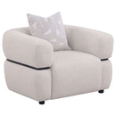 Jeanette Fabric Upholstered Round Arm Sofa Set Beige