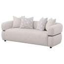 Jeanette 84-inch Fabric Upholstered Round Arm Sofa Beige