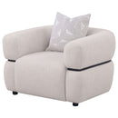 Jeanette Fabric Upholstered Round Arm Accent Chair Beige