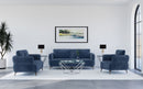 Lively  Chenille Upholstered Sofa Set Blue