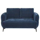 Lively Chenille Upholstered Modern Track Arm Loveseat Blue