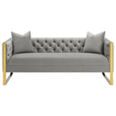 Eastbrook Velvet Upholstered Tufted Sofa Set Grey