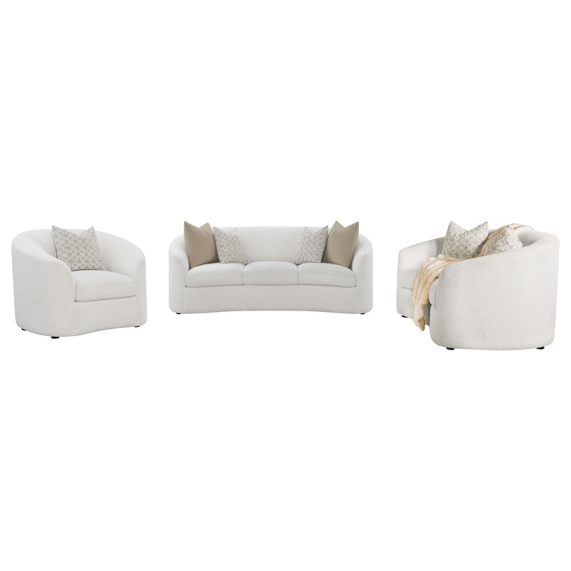 Rainn  Boucle Upholstered Sloped Arm Sofa Set Latte