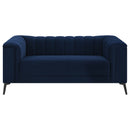 Chalet  Upholstered Tuxedo Arm Tufted Sofa Set Blue