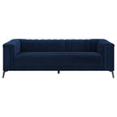 Chalet Upholstered Tuxedo Arm Tufted Sofa Blue