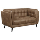 Thatcher  Upholstered Tuxedo Arm Sofa Set Brown
