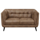 Thatcher  Upholstered Tuxedo Arm Sofa Set Brown