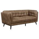 Thatcher  Upholstered Tuxedo Arm Sofa Set Brown