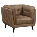 Thatcher  Upholstered Tuxedo Arm Sofa Set Brown