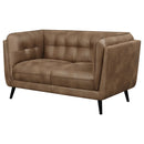 Thatcher Upholstered Tuxedo Arm Tufted Loveseat Brown