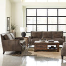 Leaton  Upholstered Recessed Arm Sofa Set Brown Sugar