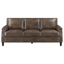 Leaton  Upholstered Recessed Arm Sofa Set Brown Sugar