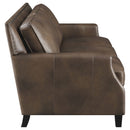 Leaton  Upholstered Recessed Arm Sofa Set Brown Sugar