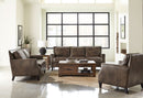 Leaton  Upholstered Recessed Arm Sofa Set Brown Sugar