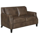 Leaton  Upholstered Recessed Arm Sofa Set Brown Sugar