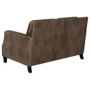 Leaton  Upholstered Recessed Arm Sofa Set Brown Sugar