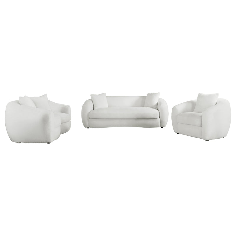Isabella  Faux Sheepskin Upholstered Sofa Set Natural