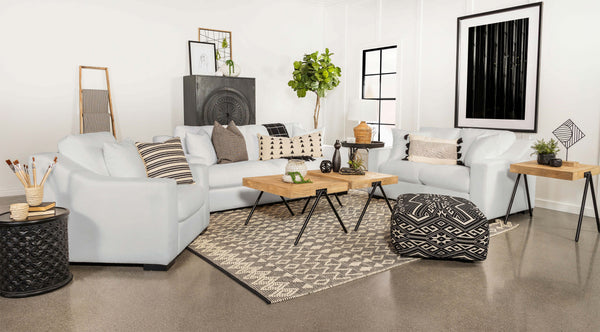 Ashlyn  Upholstered Sloped Arm Sofa Set White