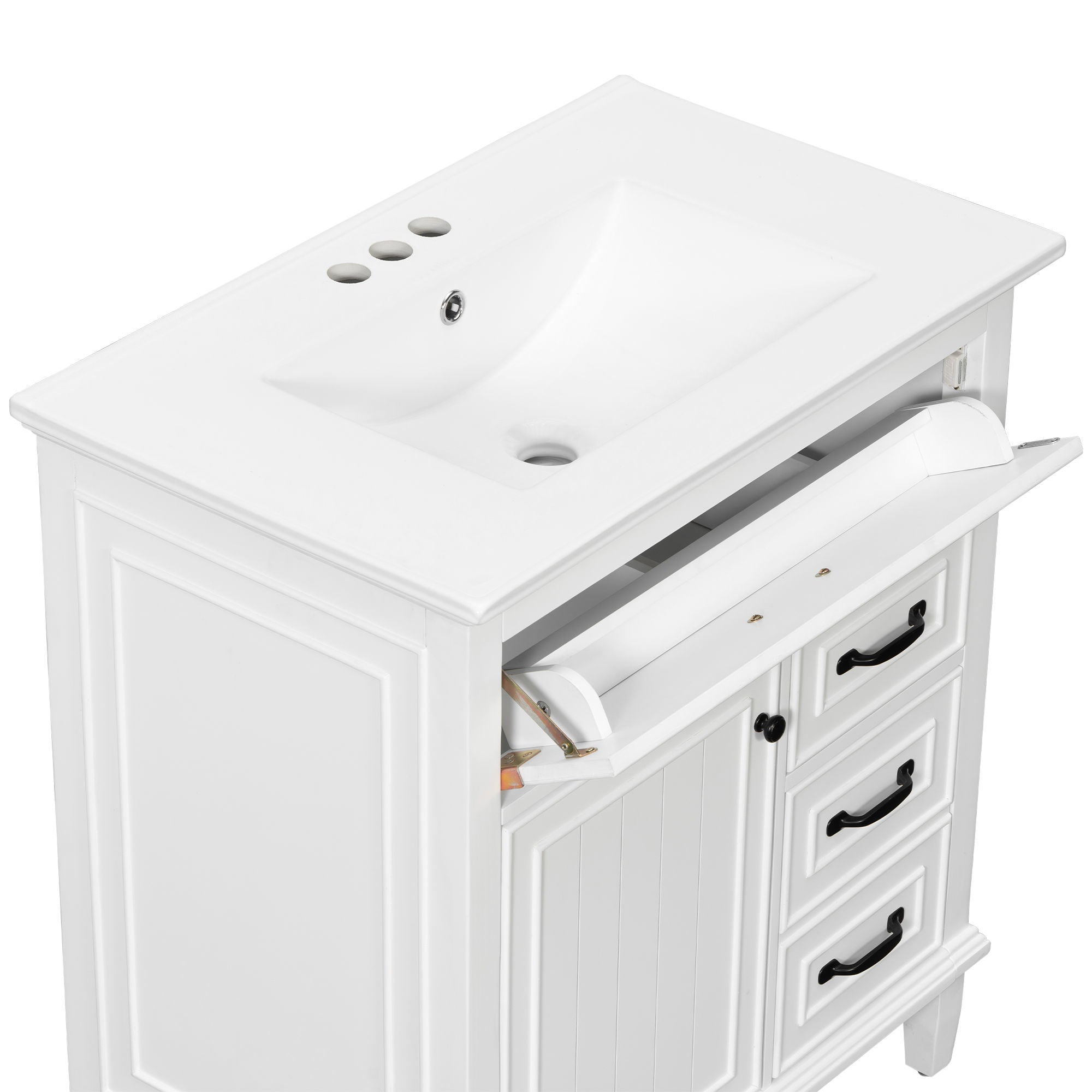 Bathroom Vanity With Sink Top, Flip Drawers, Adjustable Shelf