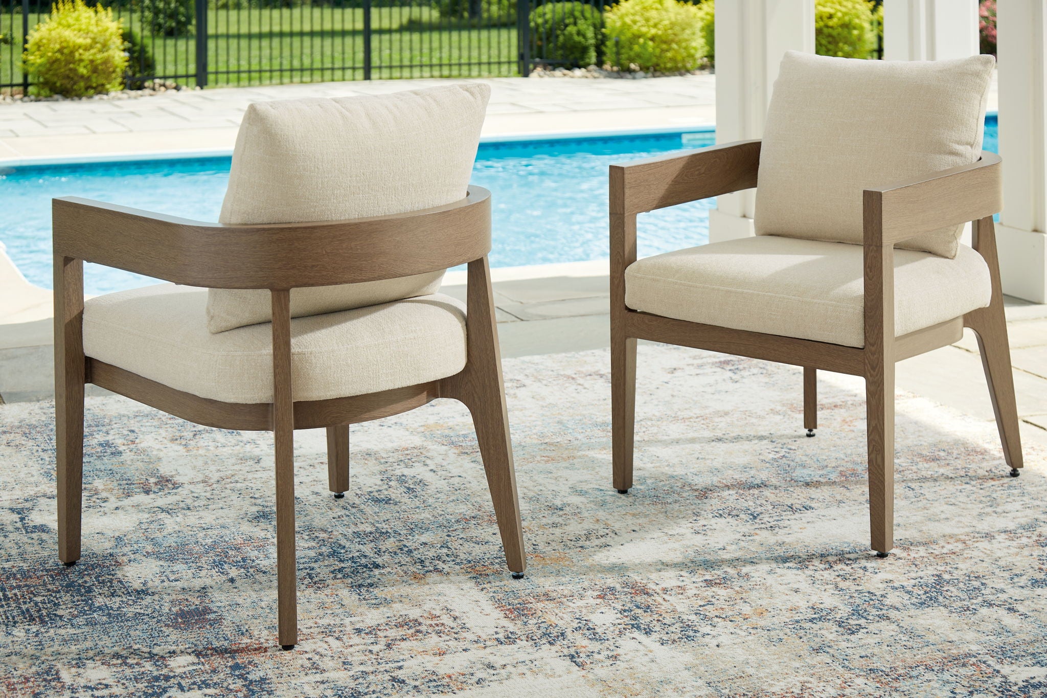 Serene Bay - Arm Chair With Cushion (Set of 2) - Dark Brown / White