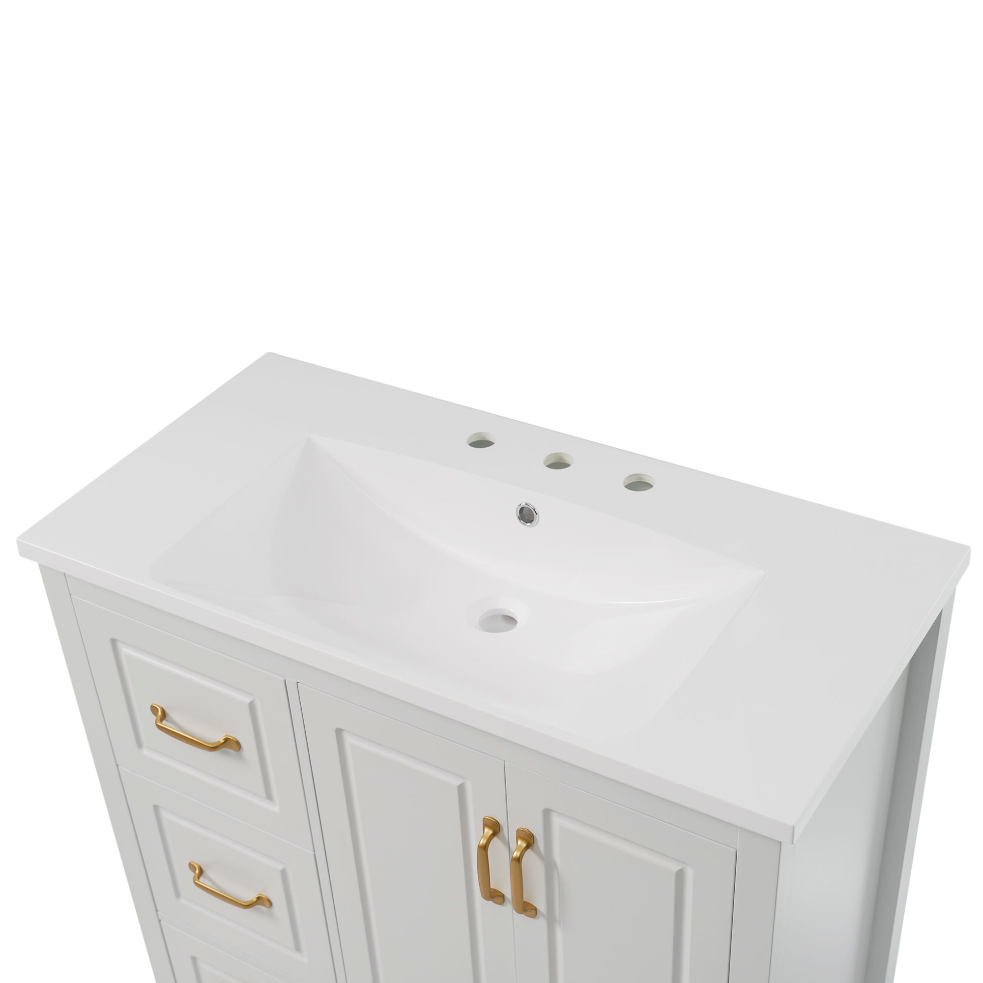 Bathroom Vanity With Sink, Soft Closing Doors & Drawers, Metal Handles