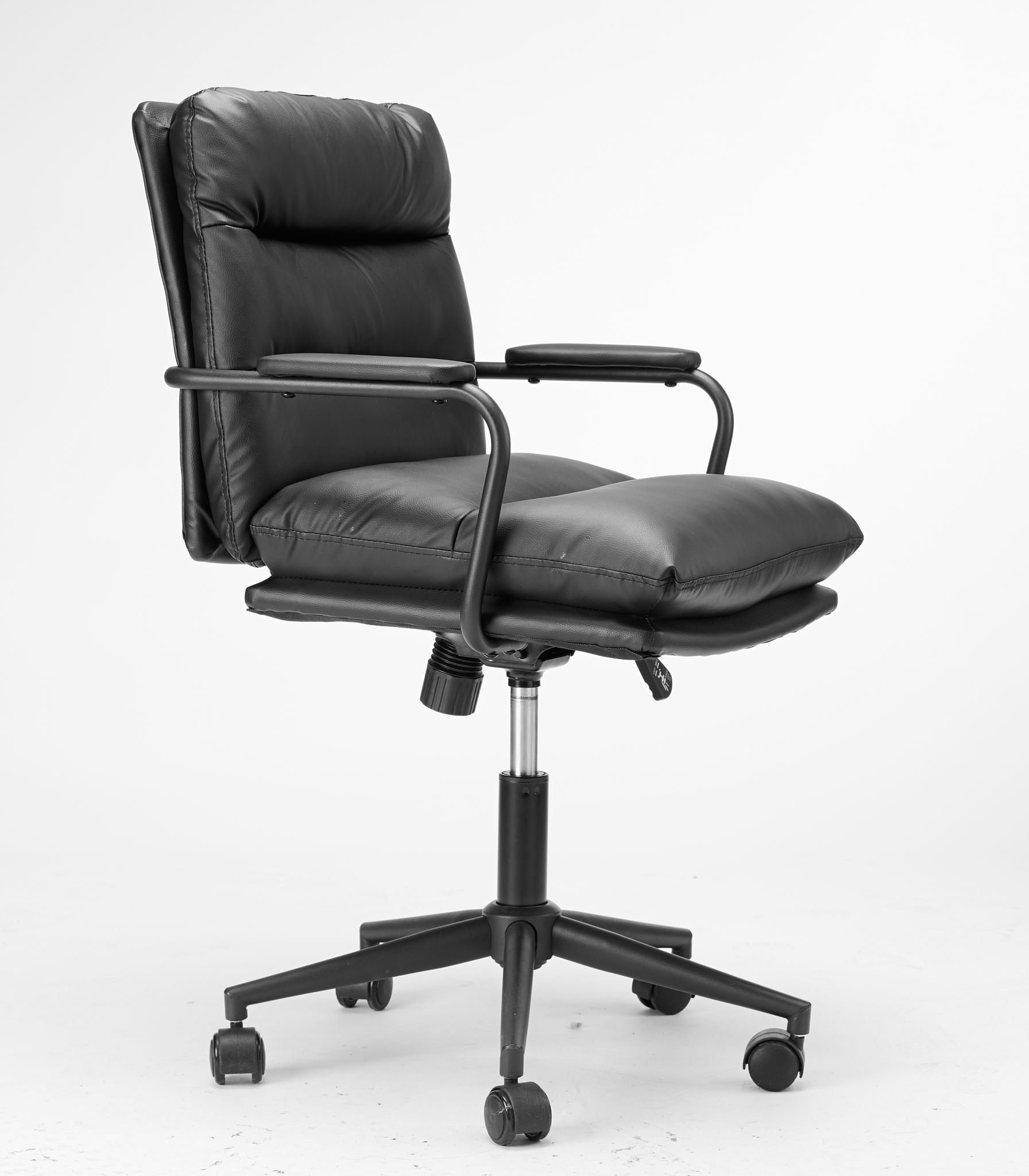 Office Chair Mid Back Desk Chair Modern Excutive Office Chair With Arms And Wheels For Home Office - Black