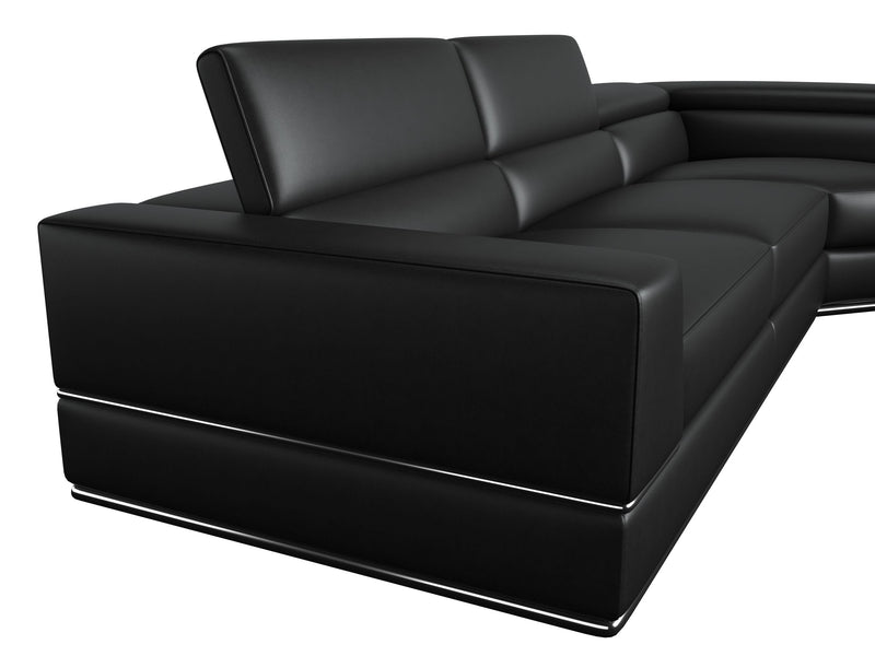 Divani Casa Pella - Modern Black Italian Leather U Shaped Sectional Sofa
