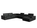 Divani Casa Pella - Modern Black Italian Leather U Shaped Sectional Sofa