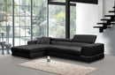 Divani Casa Pella Mini - Modern Black Leather Left Facing Sectional Sofa