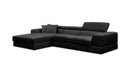 Divani Casa Pella Mini - Modern Black Leather Left Facing Sectional Sofa