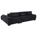 Octavia Fabric Upholstered Track Arm Sectional Sofa Black