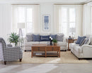 Glenn  Upholstered Sofa Set Light Grey and Blue