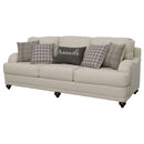 Glenn Upholstered English Arm Sofa Light Grey and Blue
