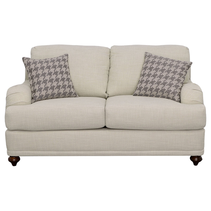 Glenn Upholstered English Arm Loveseat Light Grey and Blue