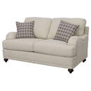 Glenn Upholstered English Arm Loveseat Light Grey and Blue
