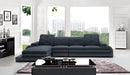 Divani Casa 5132 Modern Blue Fabric & Grey Bonded Leather Sectional Sofa