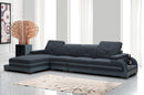 Divani Casa 5132 Modern Blue Fabric & Grey Bonded Leather Sectional Sofa