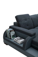 Divani Casa 5132 Modern Blue Fabric & Grey Bonded Leather Sectional Sofa