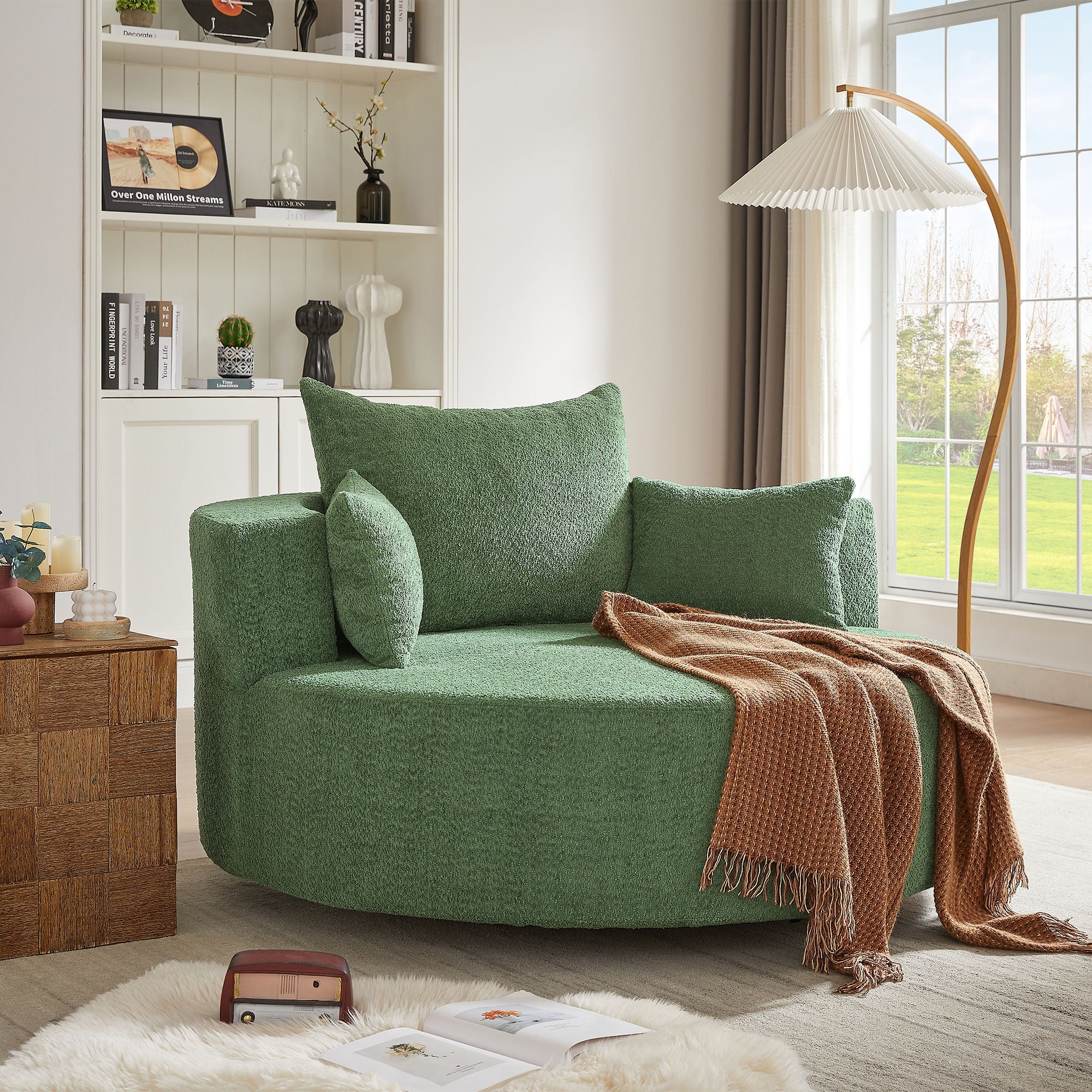 360° Swivel Accent Barrel Chair With 3 Removable Pillows For Living Room
