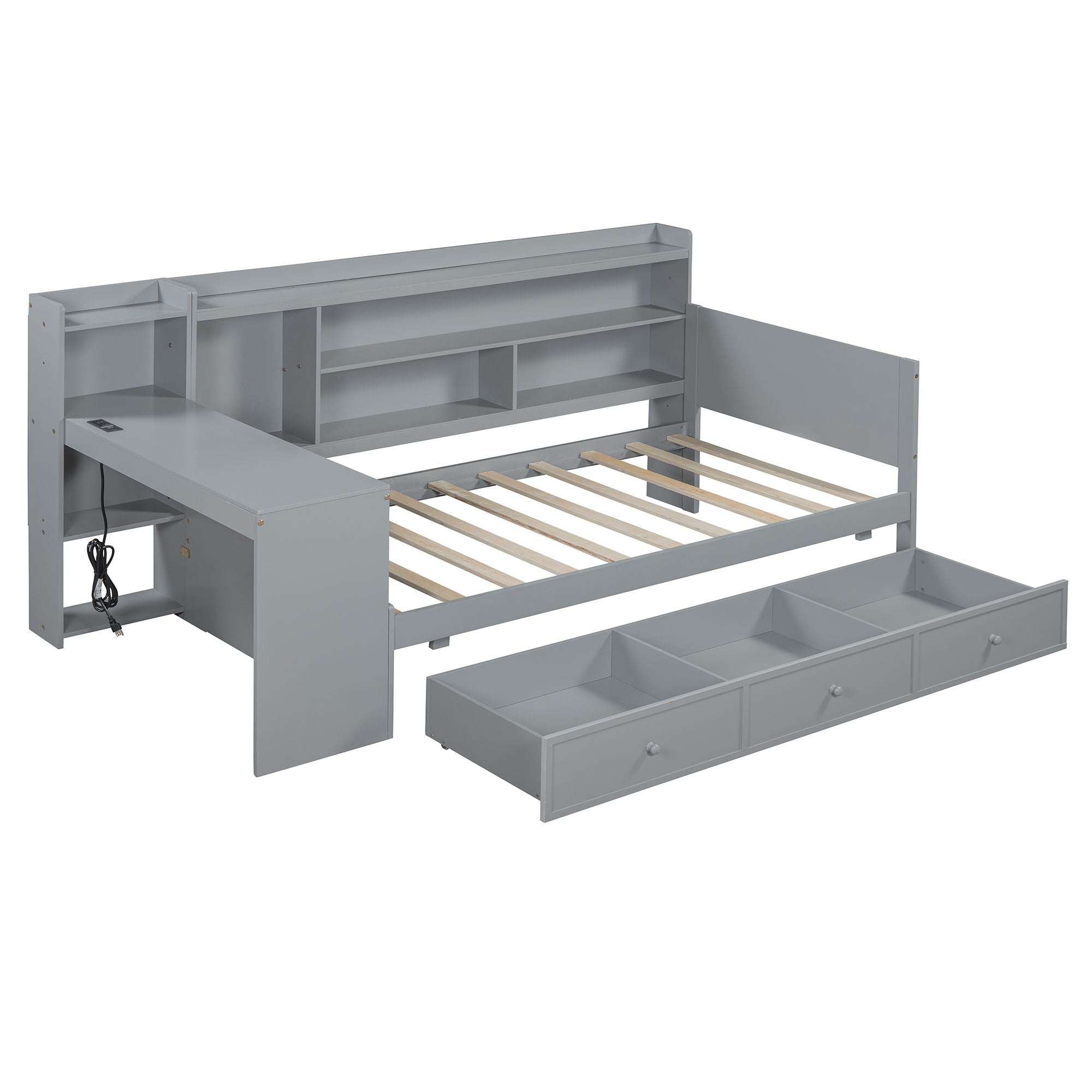 Daybed With 3 Drawers USB Ports And Desk