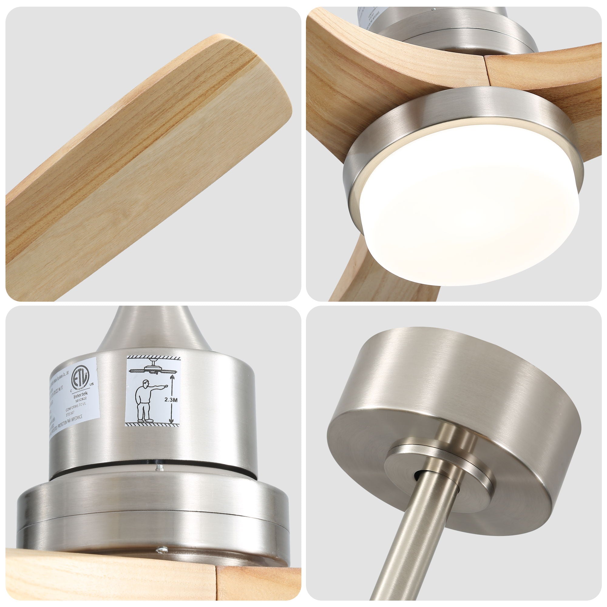 Indoor Ceiling Fan With Dimmable LED Light, 6 Speed Remote ControlLED DC Motor, Reversible Blades