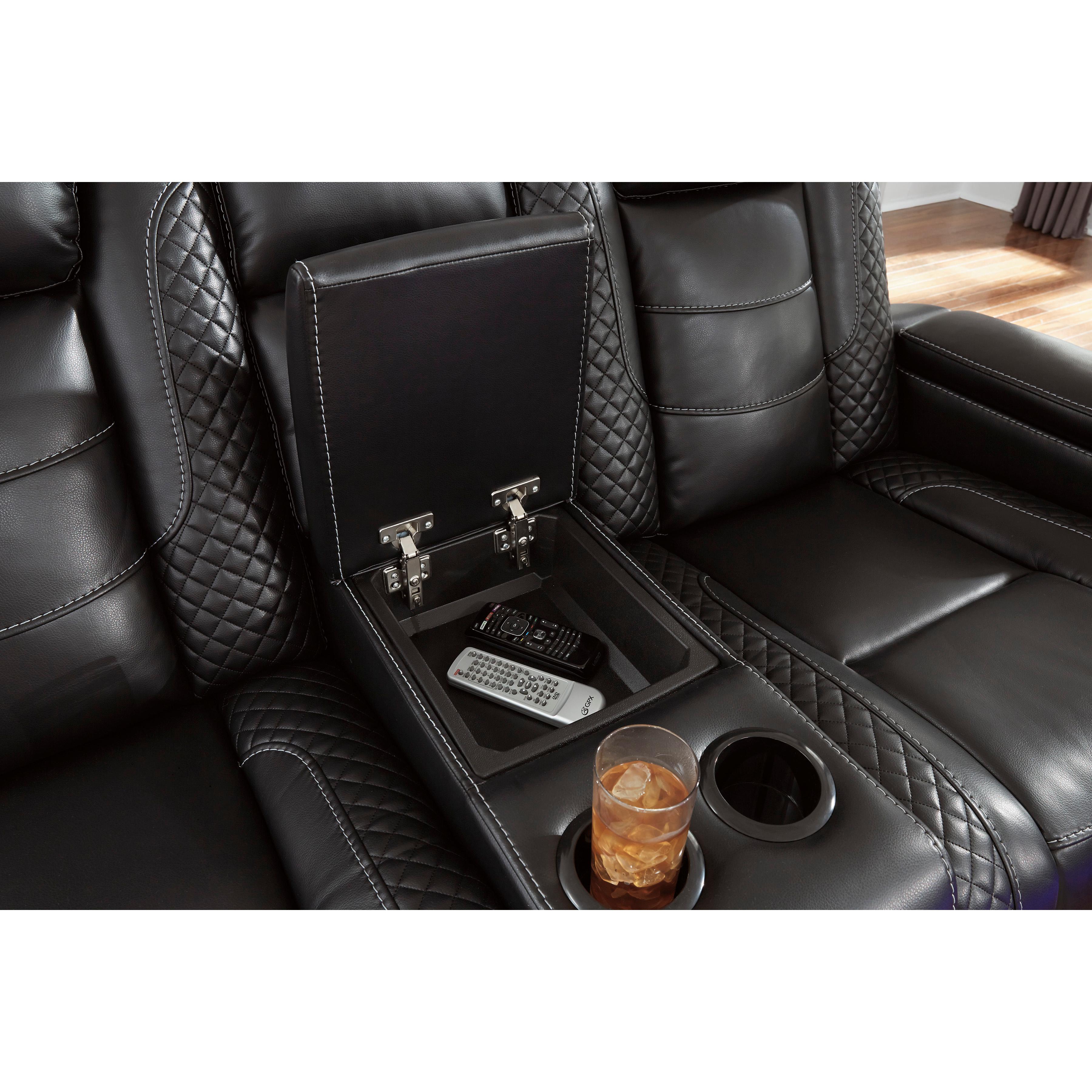 Signature Design by Ashley Party Time Power Reclining Leather Look Loveseat 3700318 IMAGE 12
