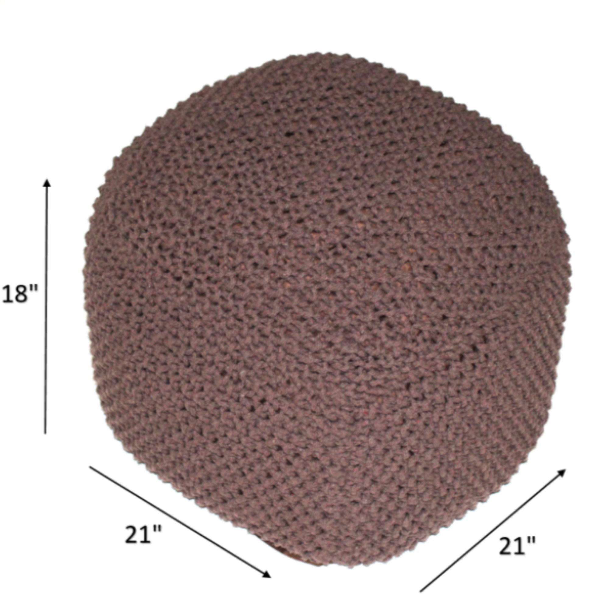 Semi Rounded Pouf, Cable Knitted, Perfect Seating