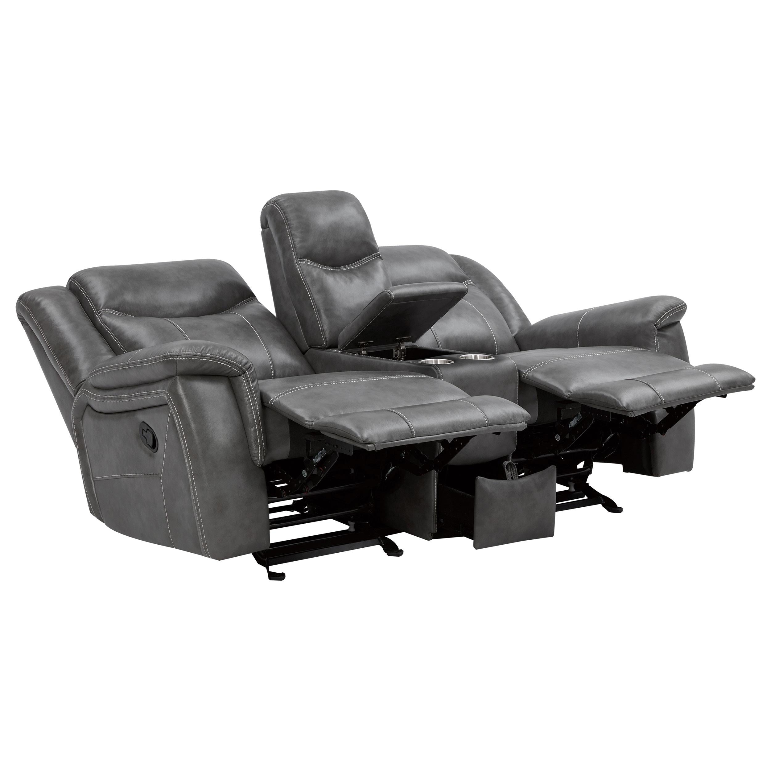 Diamond Modern Furniture COA Conrad Reclining Leatherette Loveseat with Console 650355 IMAGE 4