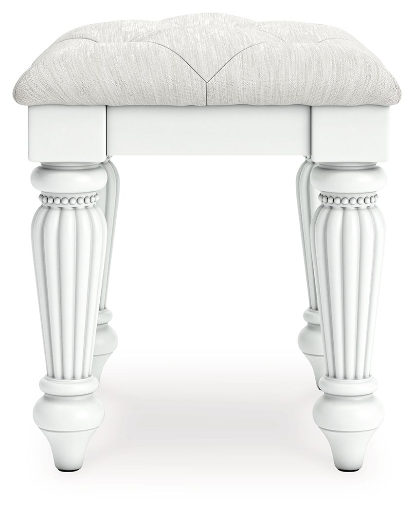 Kozlani - Vanity Upholstered Stool - White