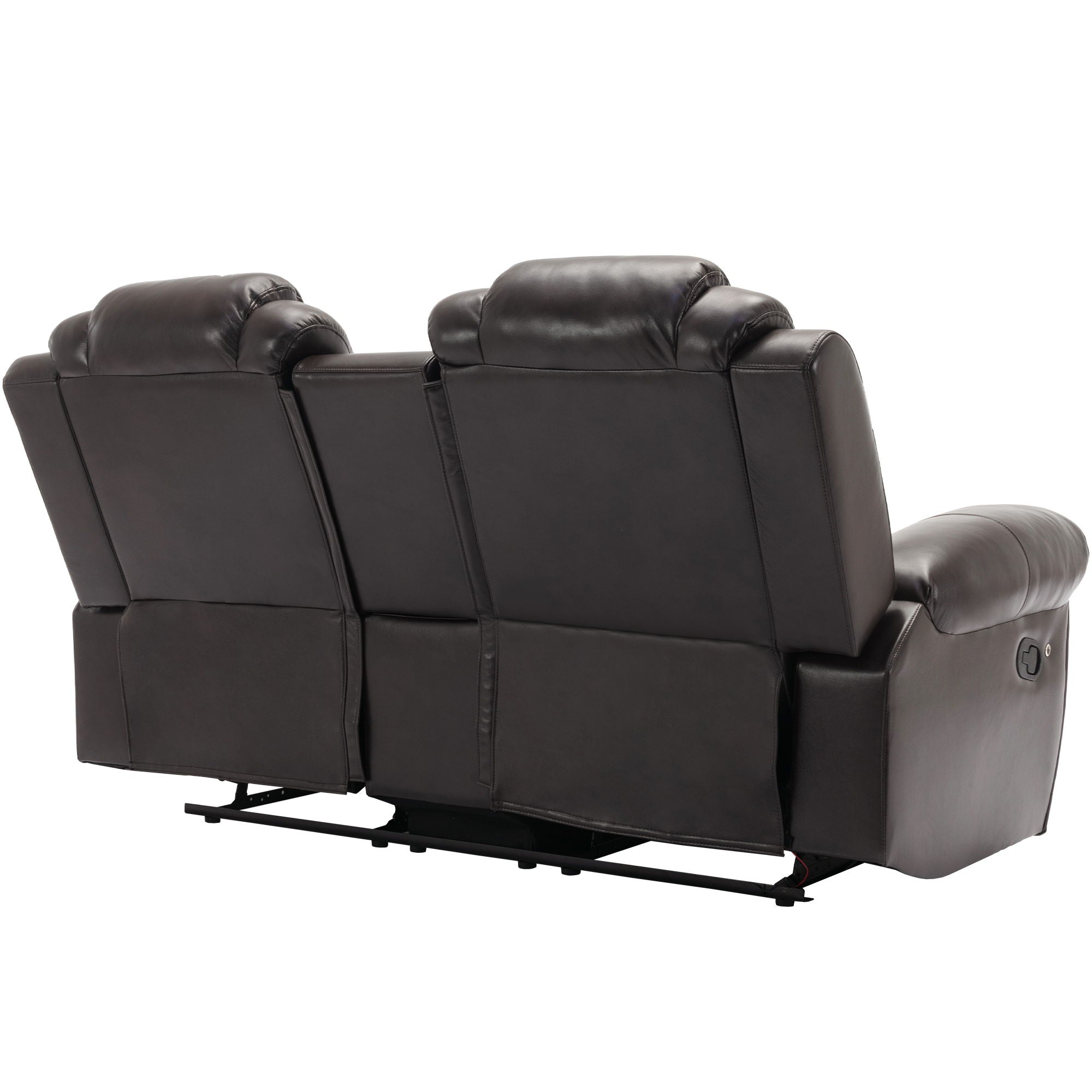 3 Pieces Recliner Sofa Sets Home Theater Seating Manual Recliner Chair With Center Console And LED Light Strip For Living Room