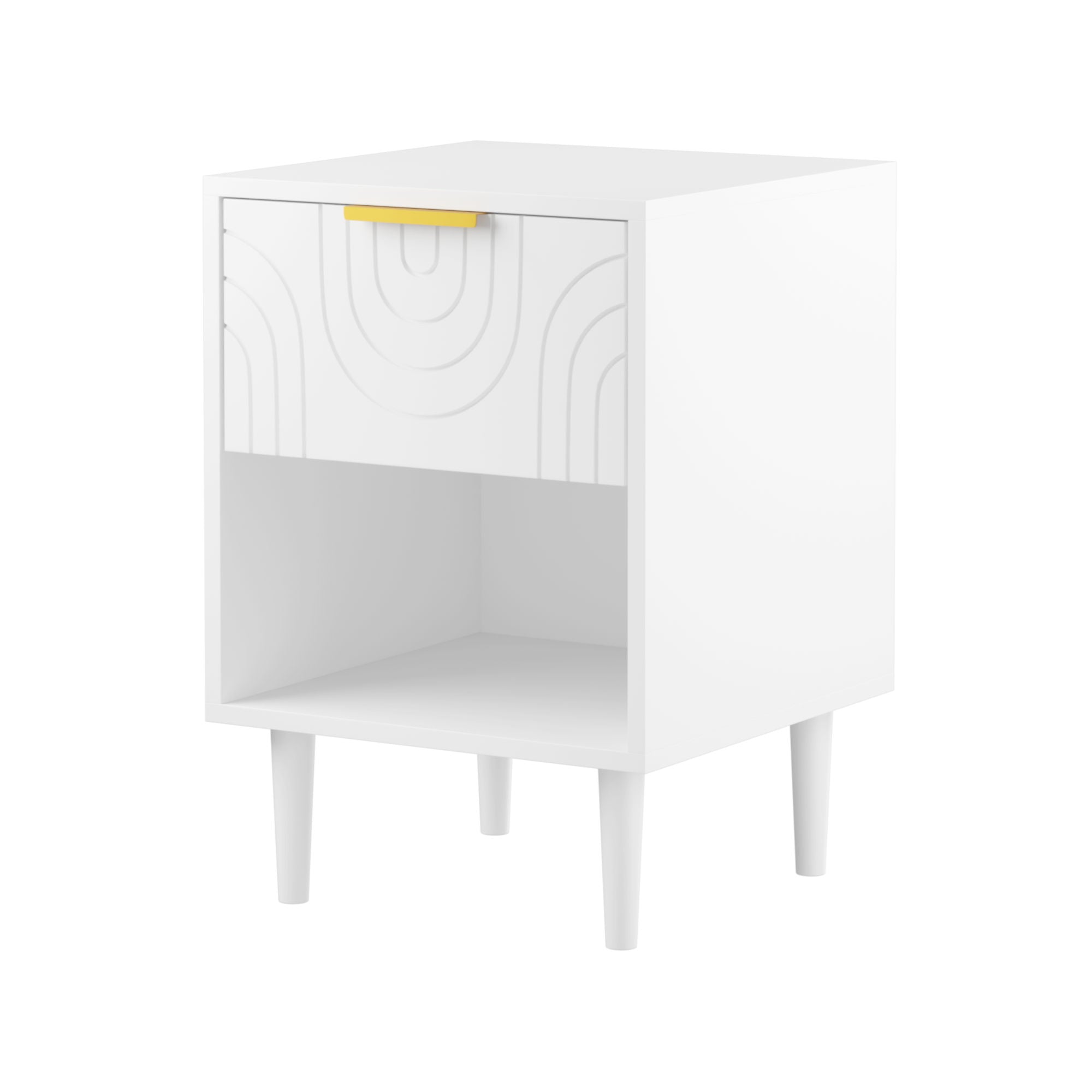 Nightstand With 1 Drawer And Open Shelf - White