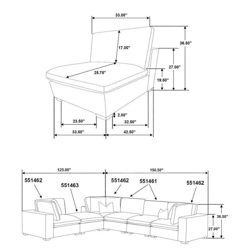 Lakeview  Upholstered Modular Sectional Chocolate