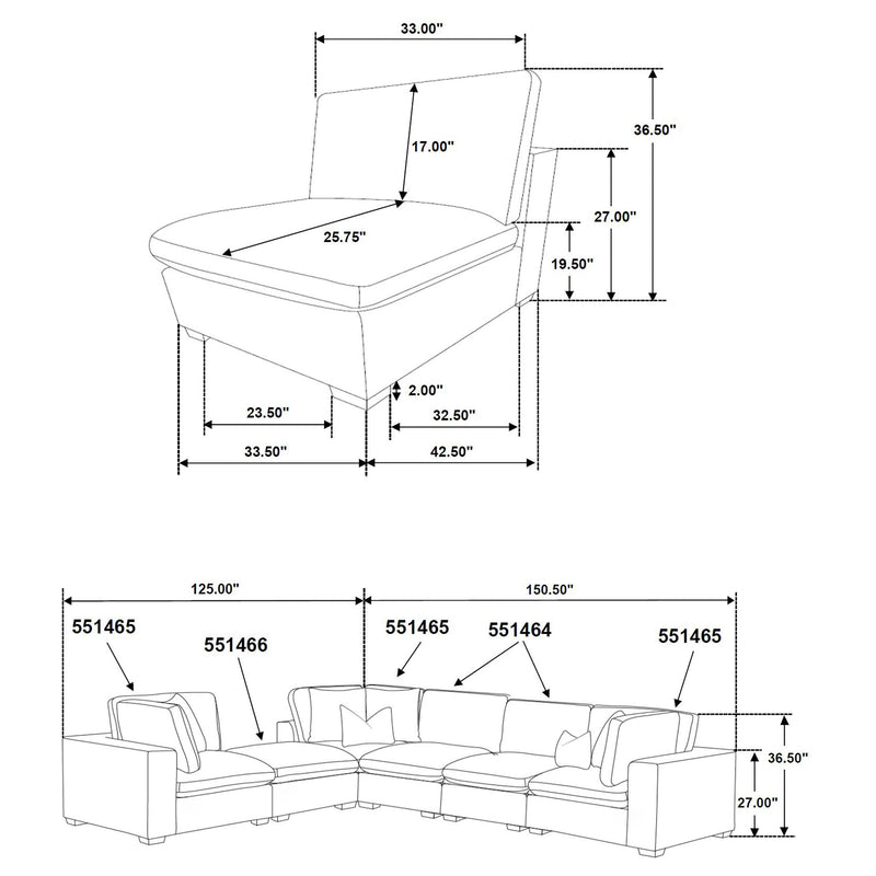 Lakeview  Upholstered Modular Sectional Chocolate